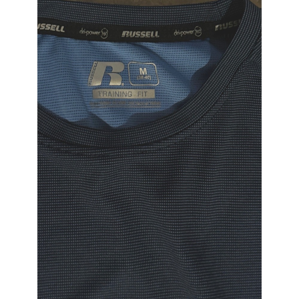 Russell Athletic Training T Shirt Mens Medium Navy Blue Excellent Dri Power 360 - Picture 2 of 5